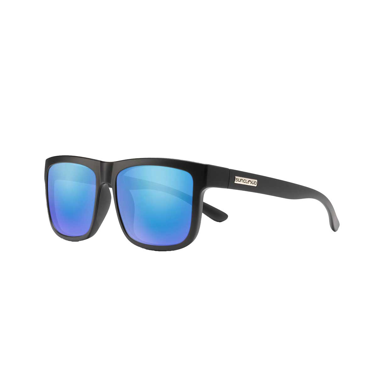 Suncloud Quiver Sunglasses Polarized in Matte Black with Blue Mirror